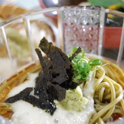 Green tea soba with Grated Yam